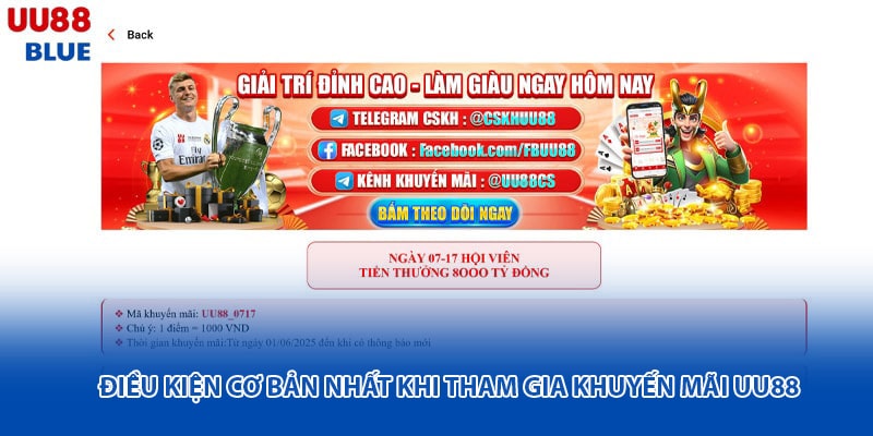 Tham gia khuyến mãi UU88