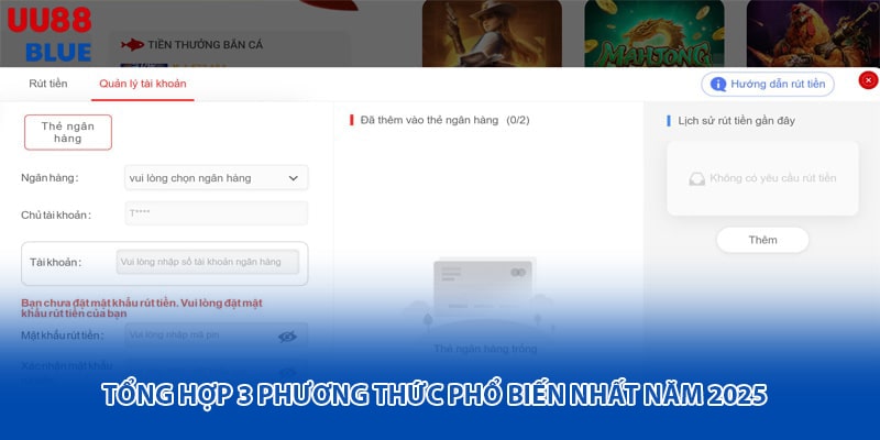 Rút tiền UU88 qua tài khoản ngân hàng (iBanking)