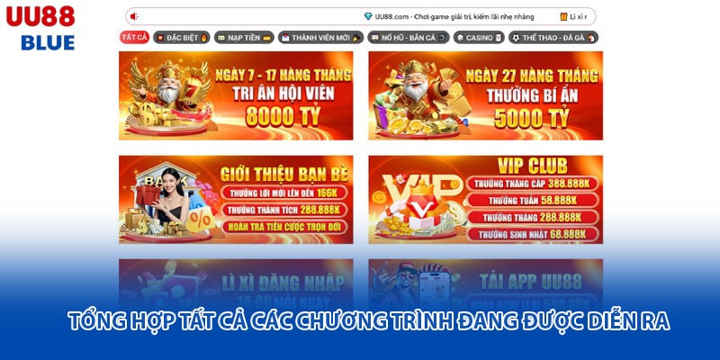 Một số khuyến mãi UU88 đang áp dụng dành cho người chơi đăng ký và tham gia tại hệ thống